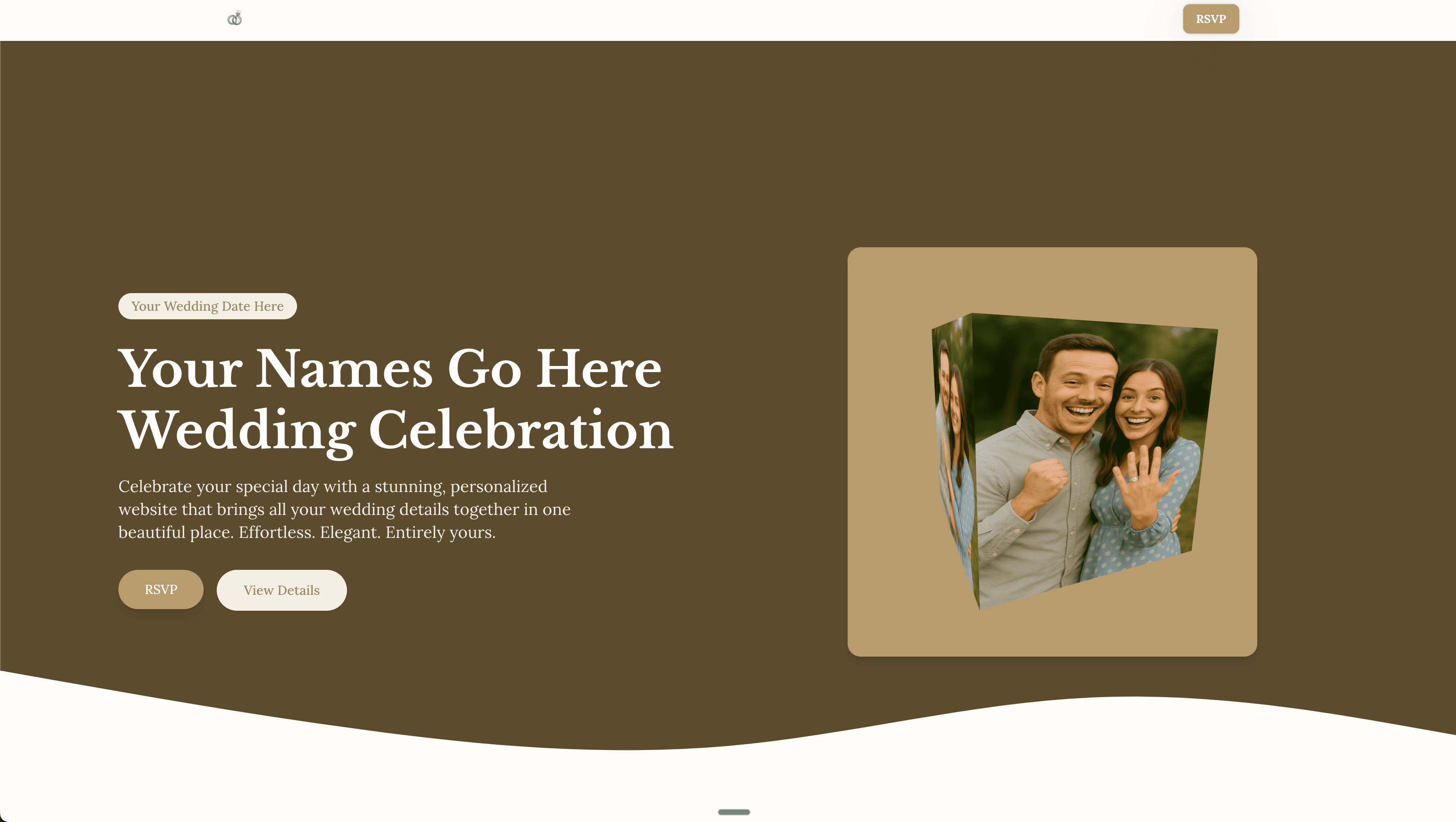Beautiful hero section for wedding website