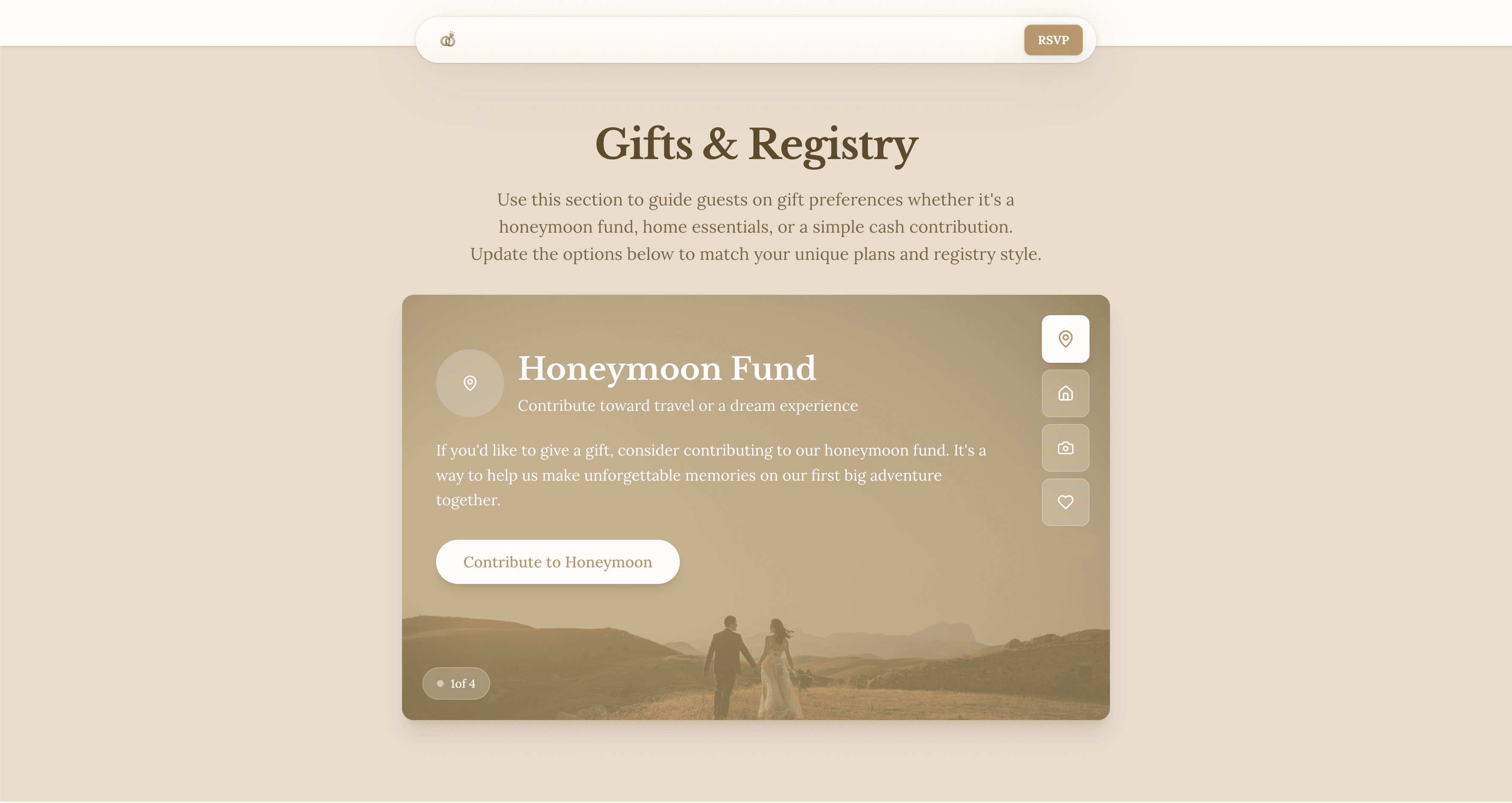 Wedding gift registry